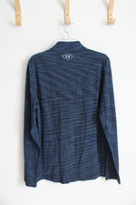 Under Armour Fitted Blue Heathered 1/4 Zip Lightweight Jacket | L