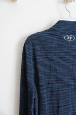 Under Armour Fitted Blue Heathered 1/4 Zip Lightweight Jacket | L