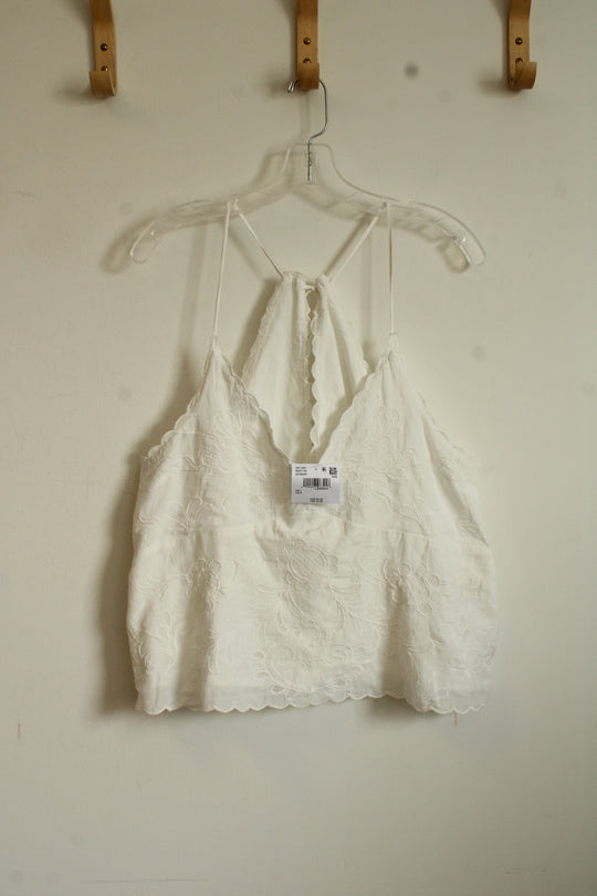 NEW American Eagle White Embroidered Tank | L
