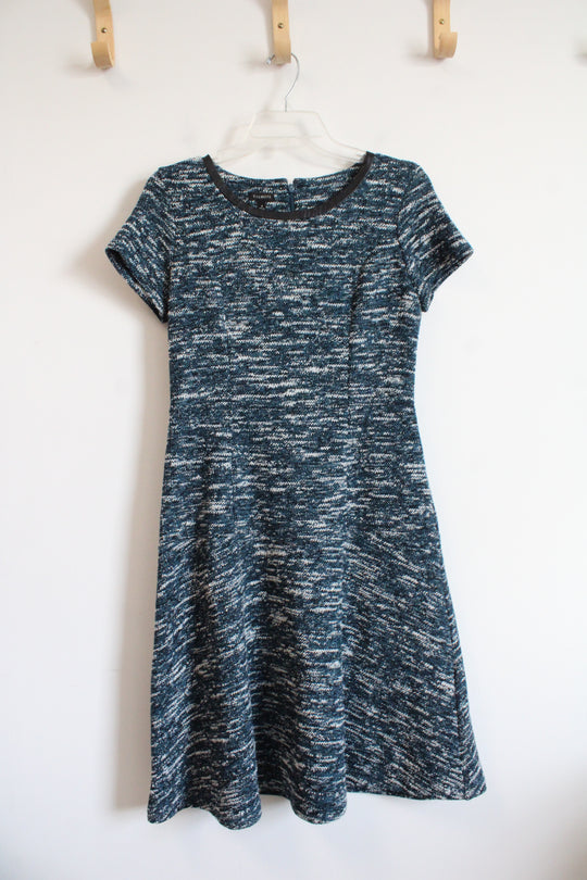 Talbots Dark Teal Black & White Tweed Fit & Flare Dress | 4