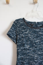 Talbots Dark Teal Black & White Tweed Fit & Flare Dress | 4