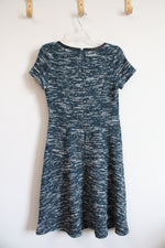 Talbots Dark Teal Black & White Tweed Fit & Flare Dress | 4