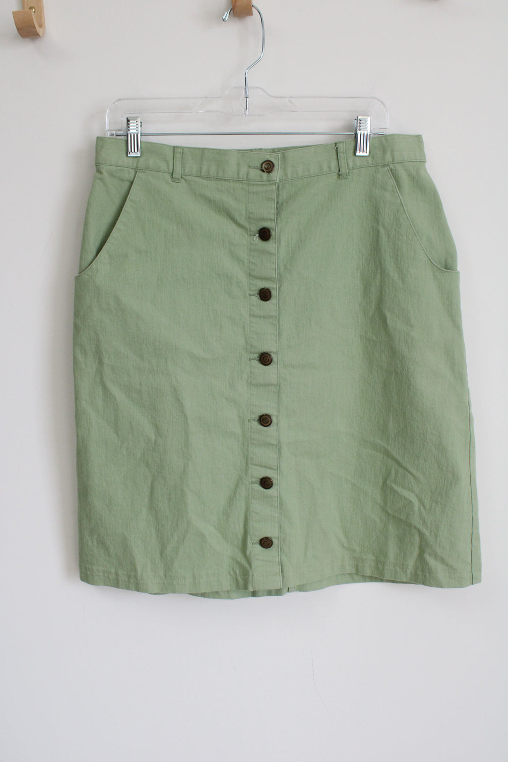 Christopher & Banks Green Denim Button Down Skirt | 10
