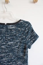 Talbots Dark Teal Black & White Tweed Fit & Flare Dress | 4