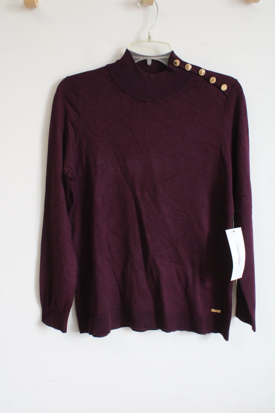 NEW Calvin Klein Merlot Knit Mock Neck Sweater | M