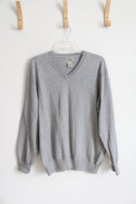 L.L. Bean Cotton Cashmere Gray V-Neck Sweater | L