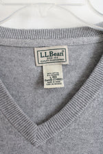 L.L. Bean Cotton Cashmere Gray V-Neck Sweater | L