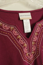 New Alfred Dunner Wine Foral 3Q Sleeve Tunic | 2XL