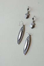 Sterling Silver Mother Of Pearl & Clear Crystal Earring Pair