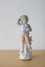 Porcelain Painted Ball Throwing Boy Figurine