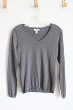 Ann Taylor LOFT Gray V-Neck Sweater | XS