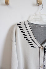 Beige & Black Print Graffiti Cardigan | L