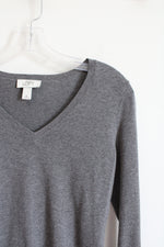 Ann Taylor LOFT Gray V-Neck Sweater | XS