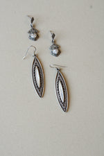 Sterling Silver Mother Of Pearl & Clear Crystal Earring Pair