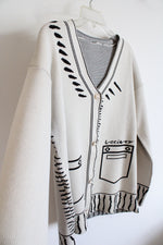 Beige & Black Print Graffiti Cardigan | L