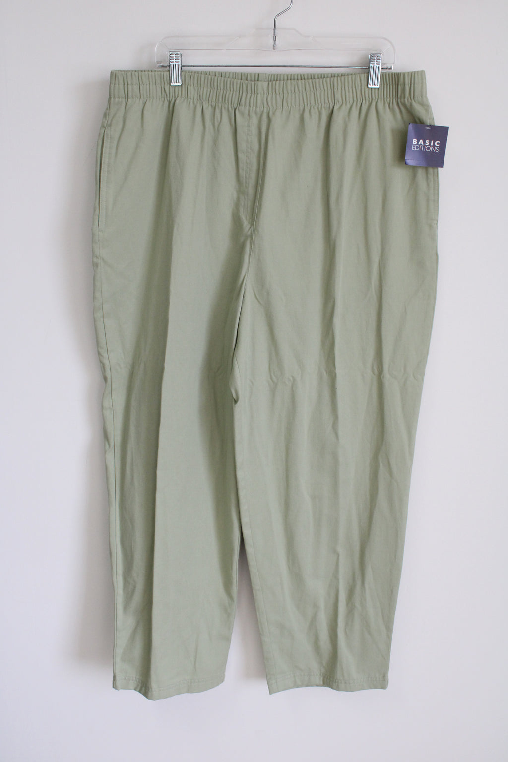 NEW Basic Editions Twill Green Pant | 2X Short