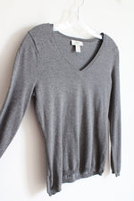 Ann Taylor LOFT Gray V-Neck Sweater | XS