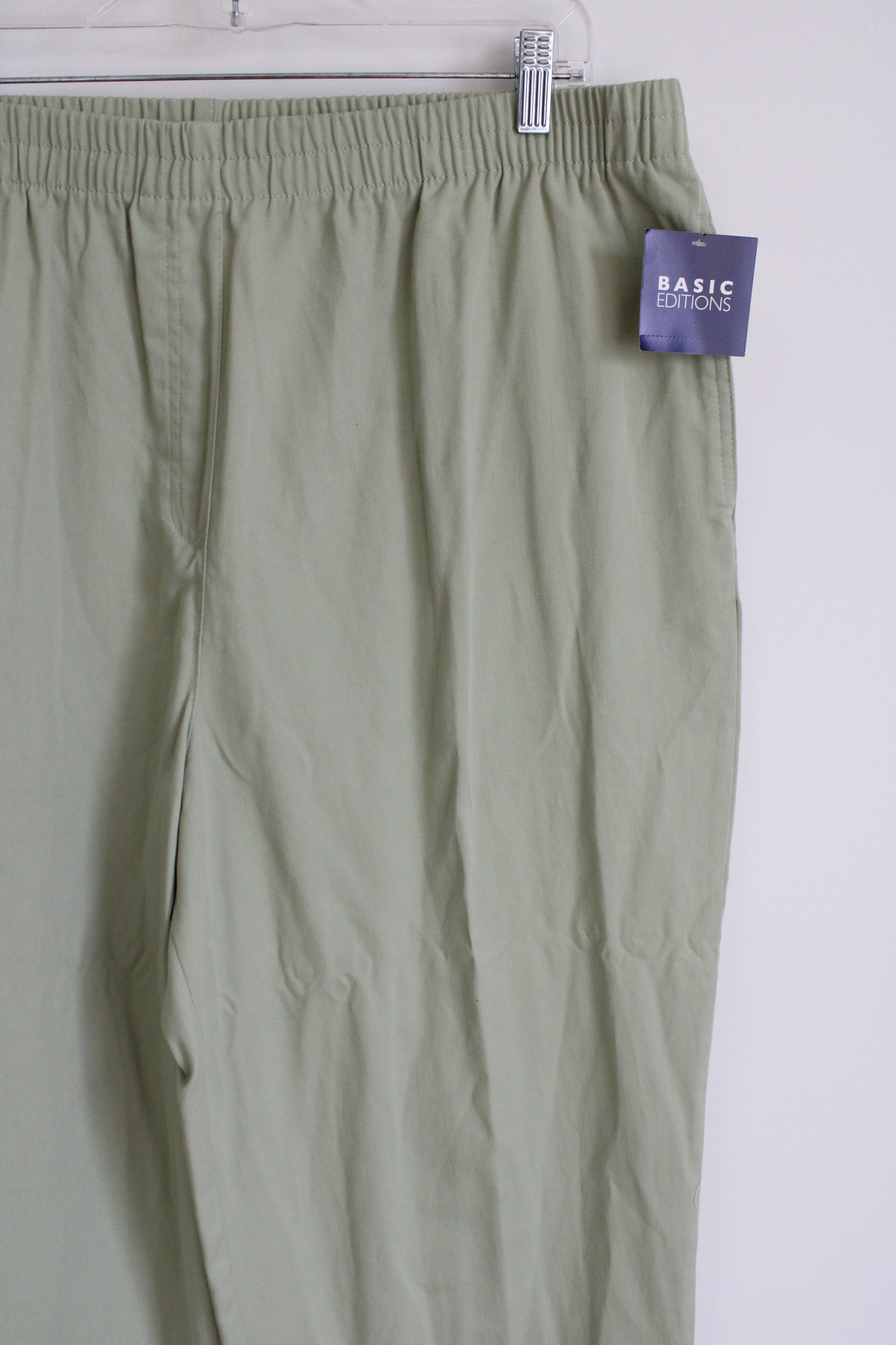 NEW Basic Editions Twill Green Pant | 2X Short