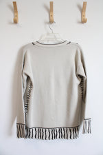 Beige & Black Print Graffiti Cardigan | L