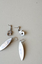 Sterling Silver Mother Of Pearl & Clear Crystal Earring Pair