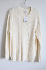 NEW Sonoma Cream Crewneck Cableknit Sweater | XXL