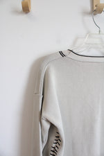 Beige & Black Print Graffiti Cardigan | L