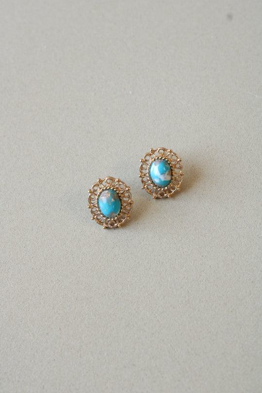 Gold Turquoise Stud Earrings