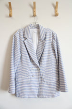 J.Jill Blue & White Striped Tweed Blazer | XL