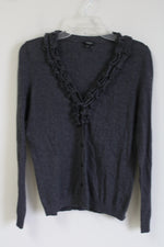 Talbots Gray Ruffle Front Cardigan | M