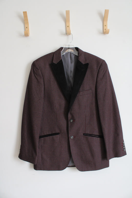 Haggar Red Gray & Black Velvet Lapels Blazer | 38R