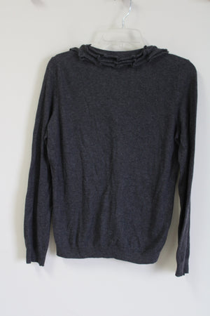 Talbots Gray Ruffle Front Cardigan | M
