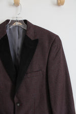 Haggar Red Gray & Black Velvet Lapels Blazer | 38R