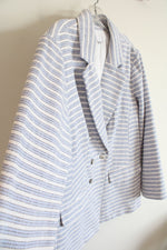J.Jill Blue & White Striped Tweed Blazer | XL