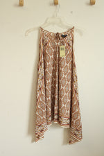 NEW Max Edition Tan and Burgundy Printed Tank Tunic | S