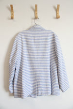 J.Jill Blue & White Striped Tweed Blazer | XL