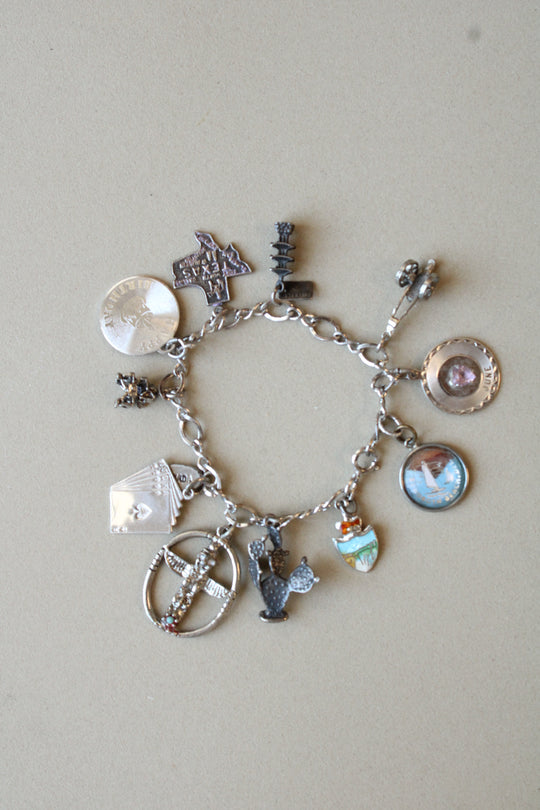 Sterling Silver Western Theme Charm Bracelet