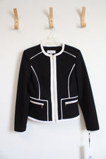 NEW Calvin Klein Black & White Piped Trim Jacket | 0