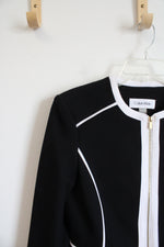 NEW Calvin Klein Black & White Piped Trim Jacket | 0