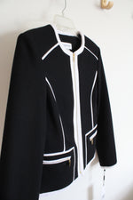 NEW Calvin Klein Black & White Piped Trim Jacket | 0