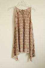 NEW Max Edition Tan and Burgundy Printed Tank Tunic | S