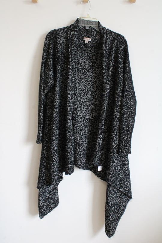 Merona Black Heathered Asymmetrical Cardigan | XXL