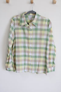 BonWorth Green Plaid Button Down Shirt | M