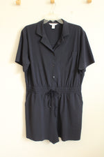 Athleta Navy Blue Athletic SS Romper | L