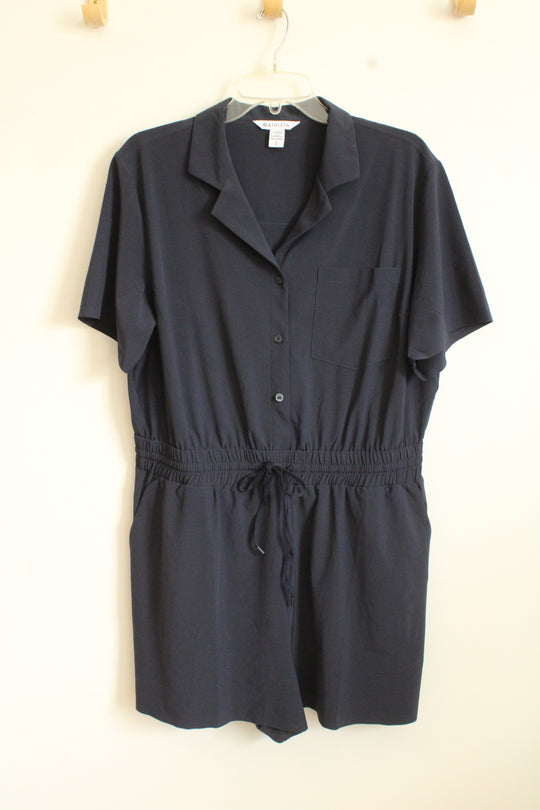 Athleta Navy Blue Athletic SS Romper | L