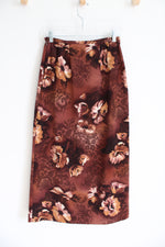 Liz Baker Petite Vintage Brown Floral Skirt | 6
