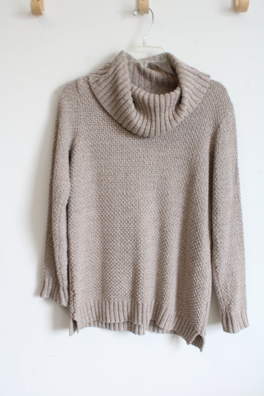 Hilary Radley Tan Knit Cowl Neck Sweater | S