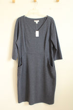 NEW Christopher & Banks Dusty Blue V-neck Midi Dress | XL