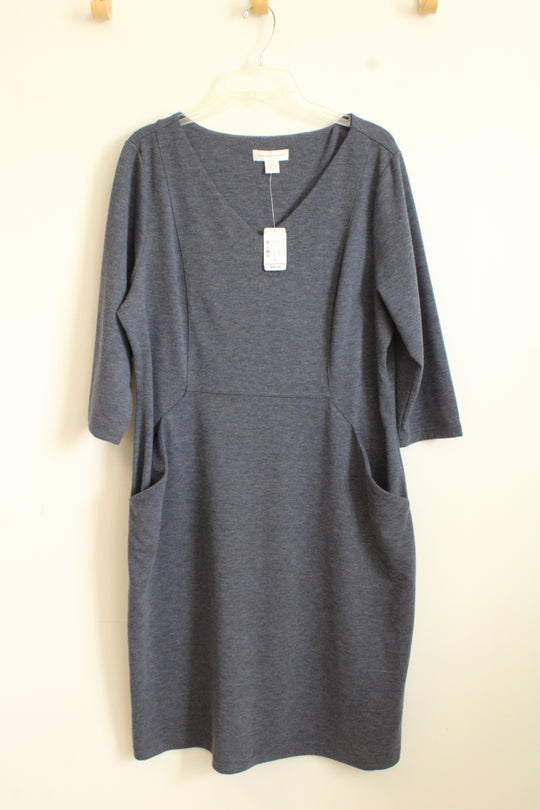 NEW Christopher & Banks Dusty Blue V-neck Midi Dress | XL