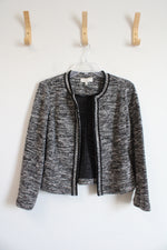 Talbots Black & White Tweed Open Blazer | M Petite