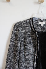 Talbots Black & White Tweed Open Blazer | M Petite